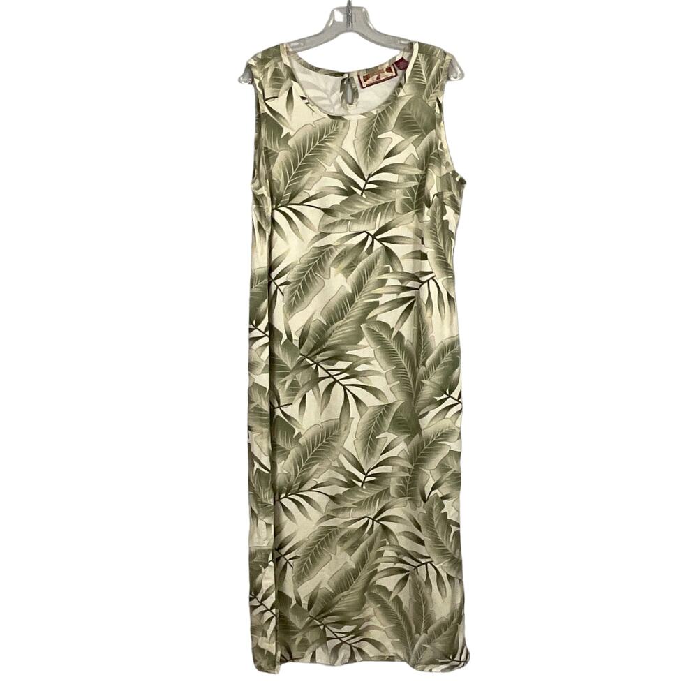 Caribbean Joe Maxi Dress Sheath Column Hawaiian Shirt Jacket Large Fern Tropical - Picture 3 of 15